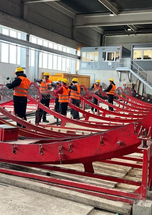 WBG crew installing reinforcement in precast moulds